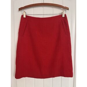 Talbots Wool Blend Skirt A-Line Above Knee Size 4 Solid Red Pockets‎ Pencil